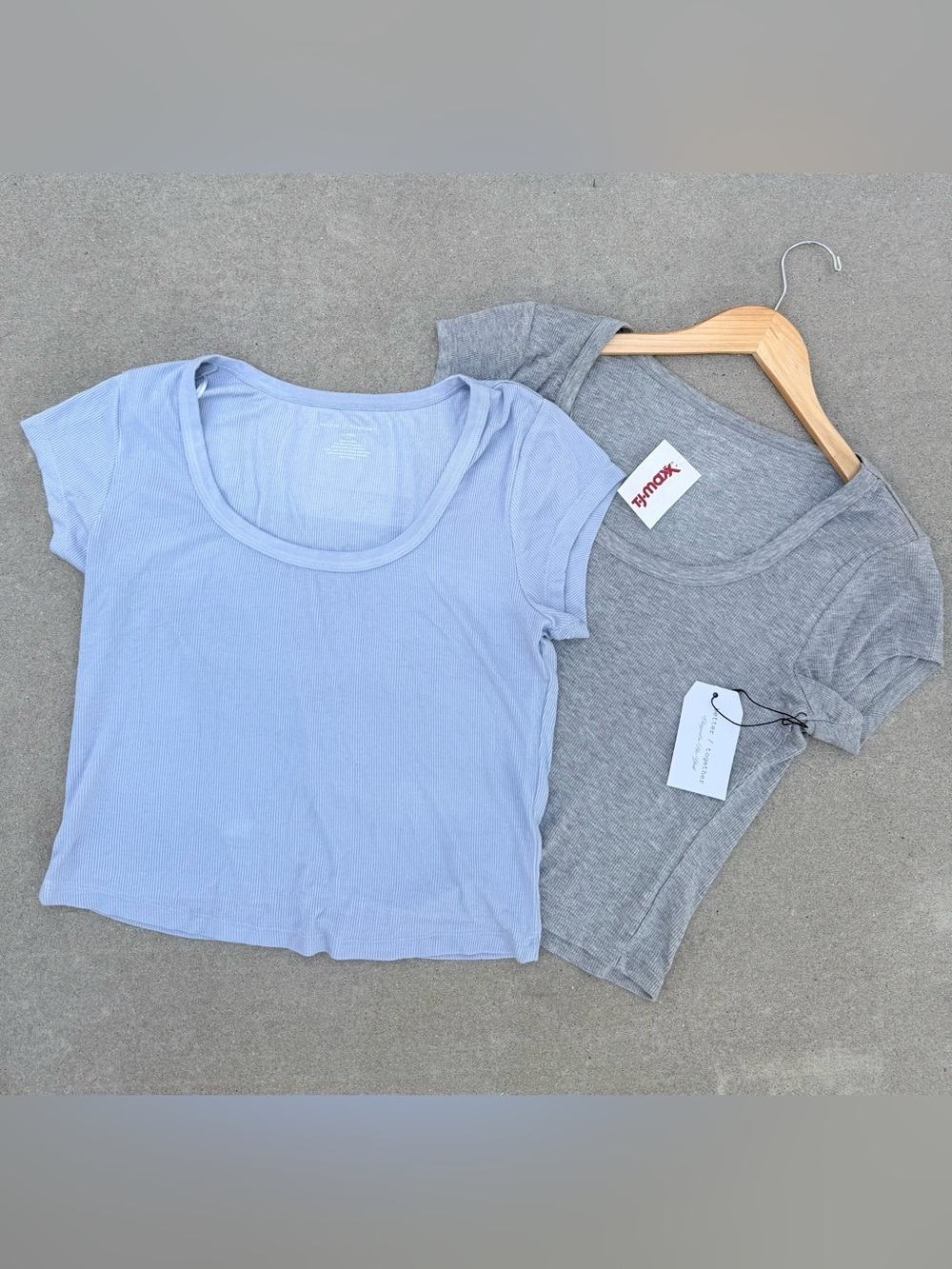 2 XL Better Together Scoop Neck Tee - Light Blue and Gray